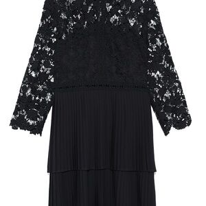 Elegant Black Lace Tiered Midi Dress